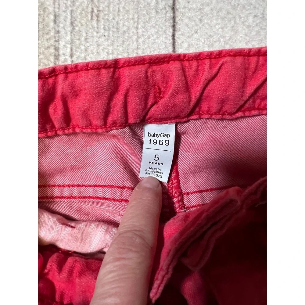 Baby Gap 1969 Red Denim Jeans Kids Size 5‎ Straight Leg Adjustable Waist